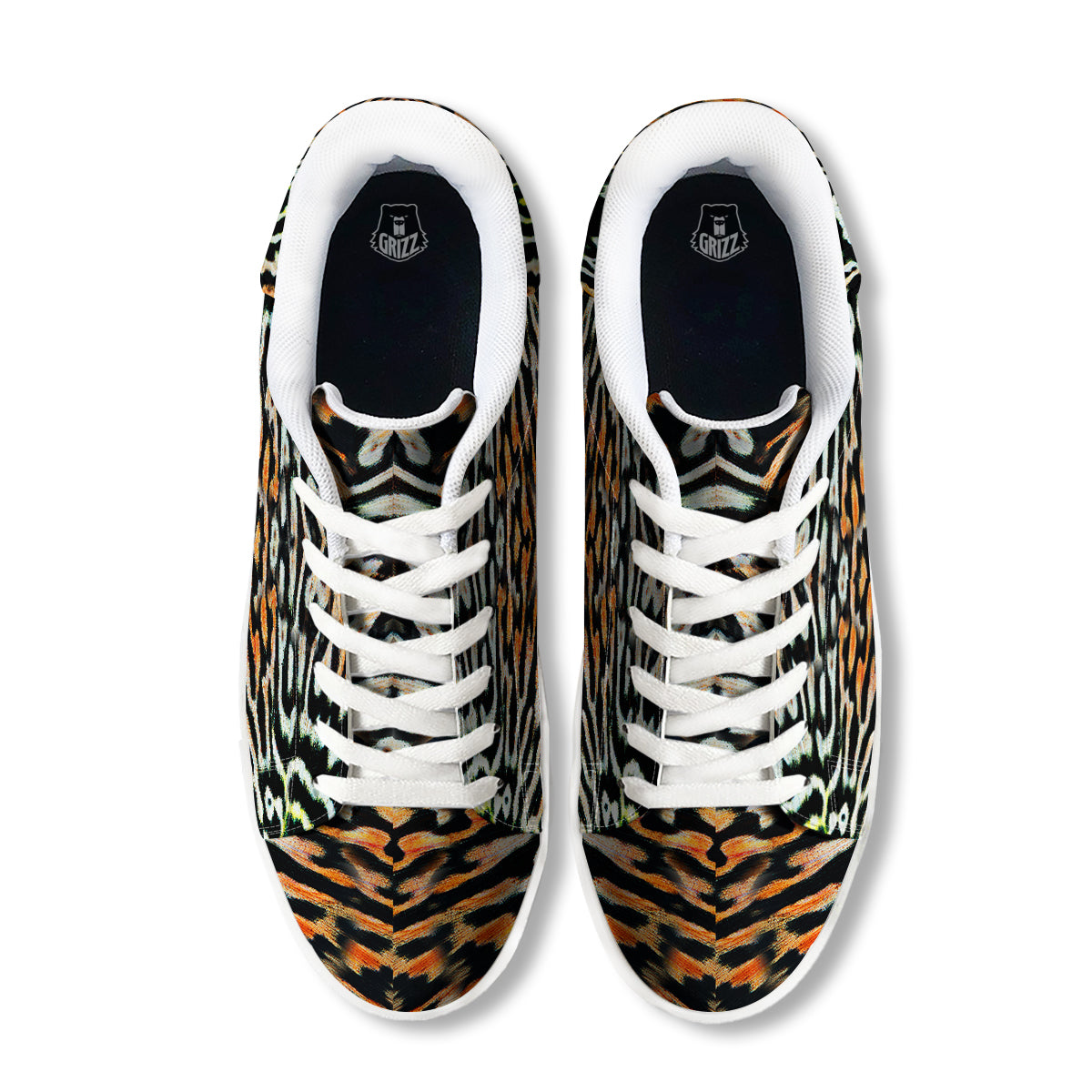 Butterfly Wing Skin Orage Print White Low Top Sneakers-grizzshop