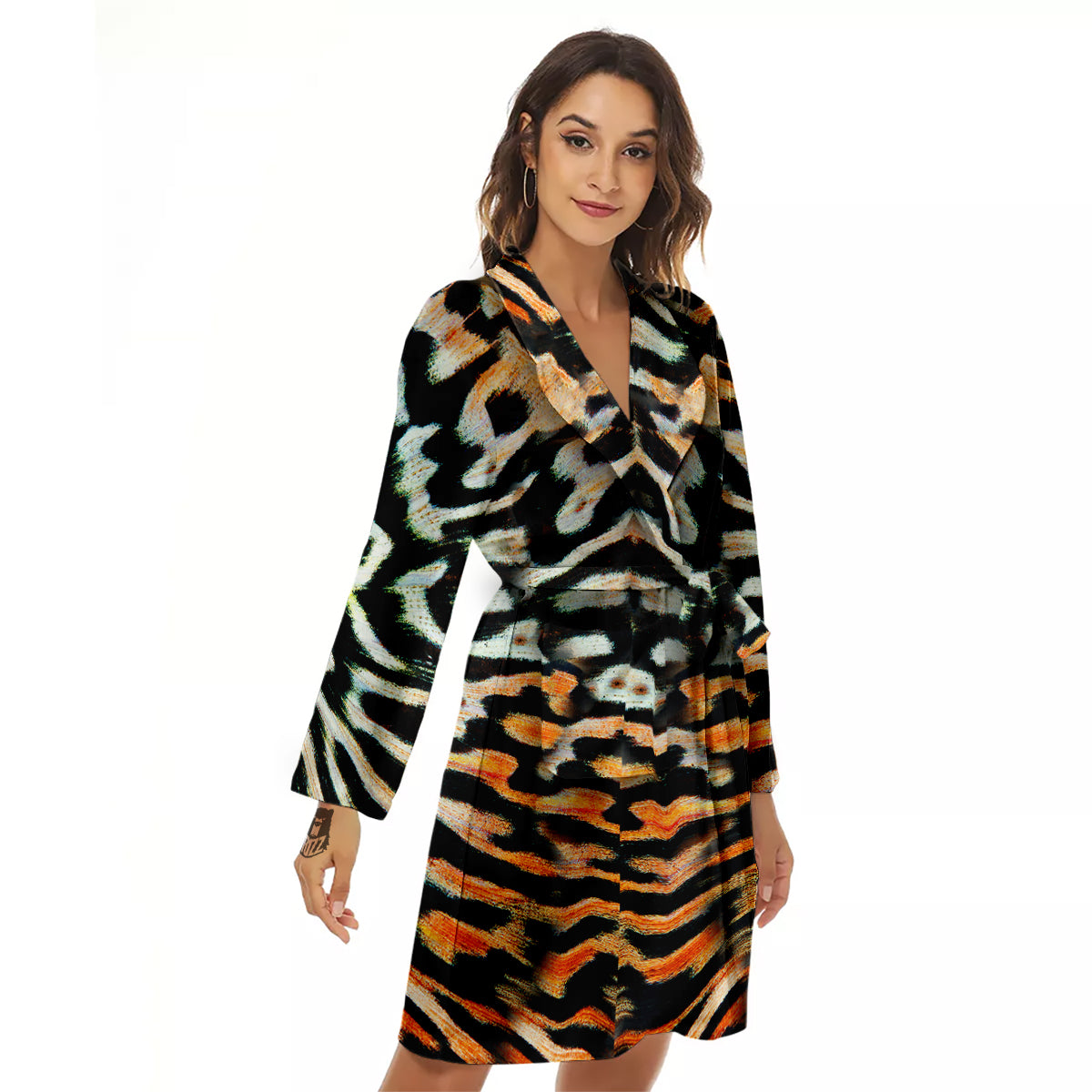 Butterfly Wing Skin Orage Print Women's Robe-grizzshop