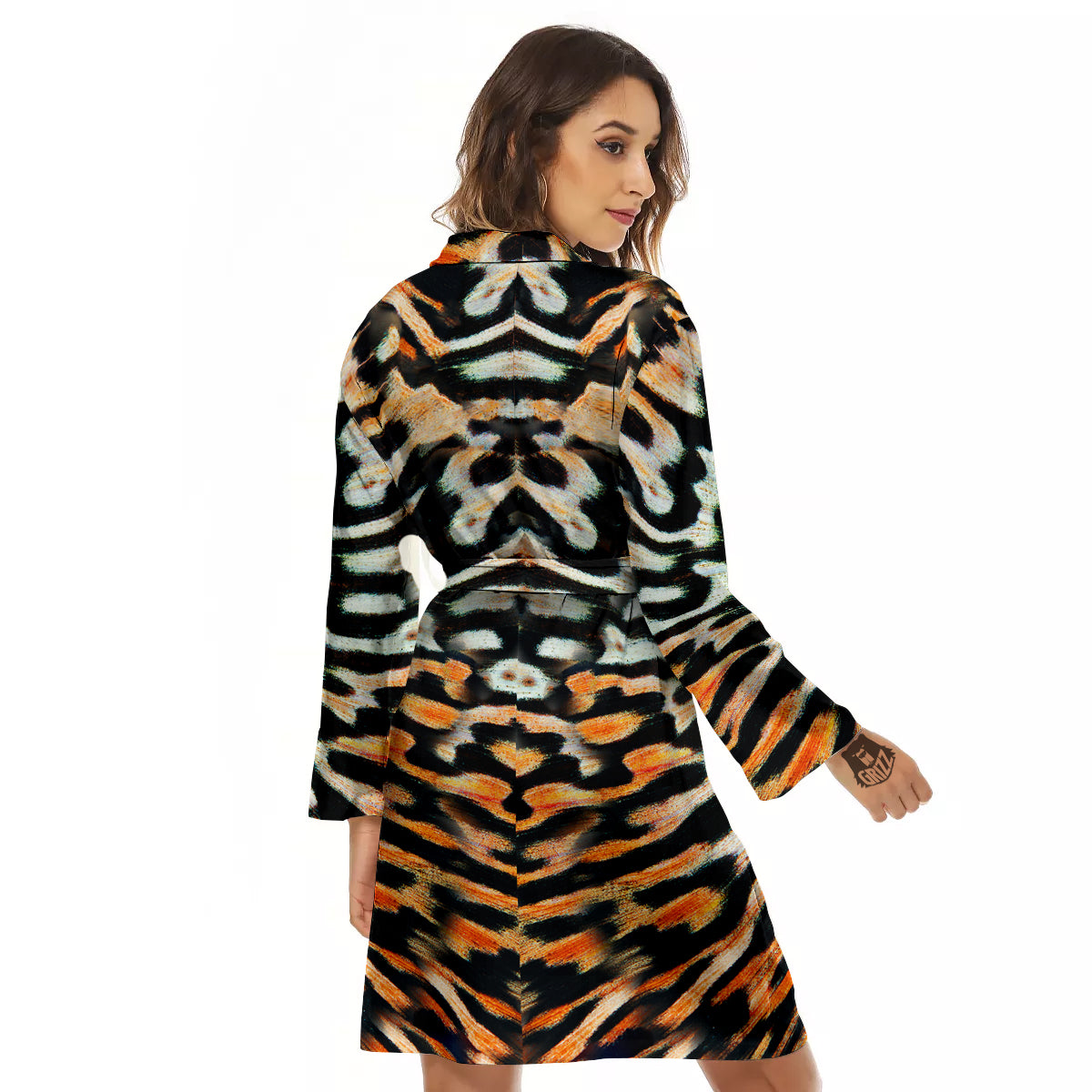 Butterfly Wing Skin Orage Print Women's Robe-grizzshop