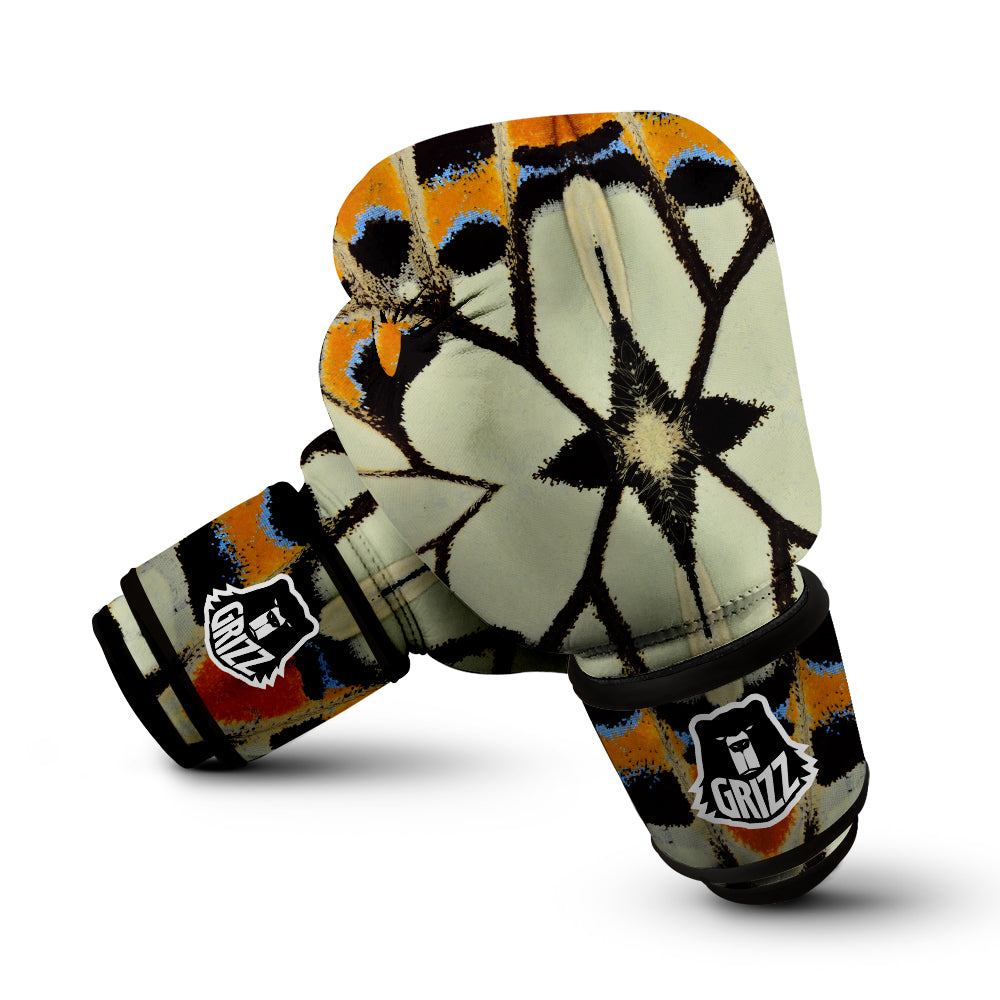 Butterfly Wing Skin White Orange Print Boxing Gloves-grizzshop