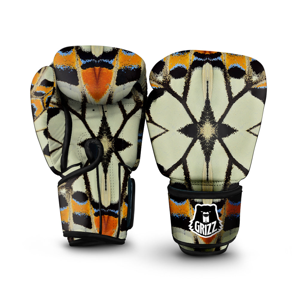 Butterfly Wing Skin White Orange Print Boxing Gloves-grizzshop