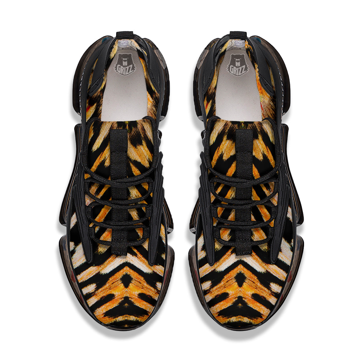 Butterfly Wing Skin White Orange Tiger Print Black Gym Shoes-grizzshop