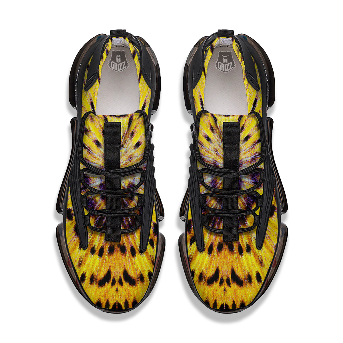 Butterfly Wing Skin Yellow Print Black Gym Shoes-grizzshop