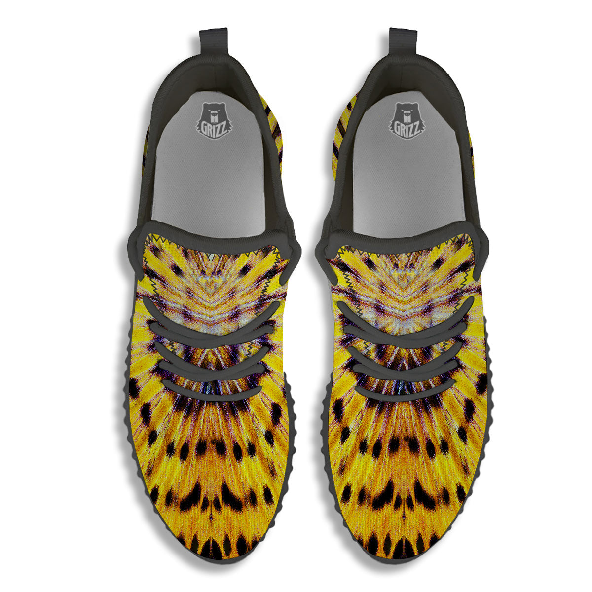 Butterfly Wing Skin Yellow Print Black Walking Shoes-grizzshop