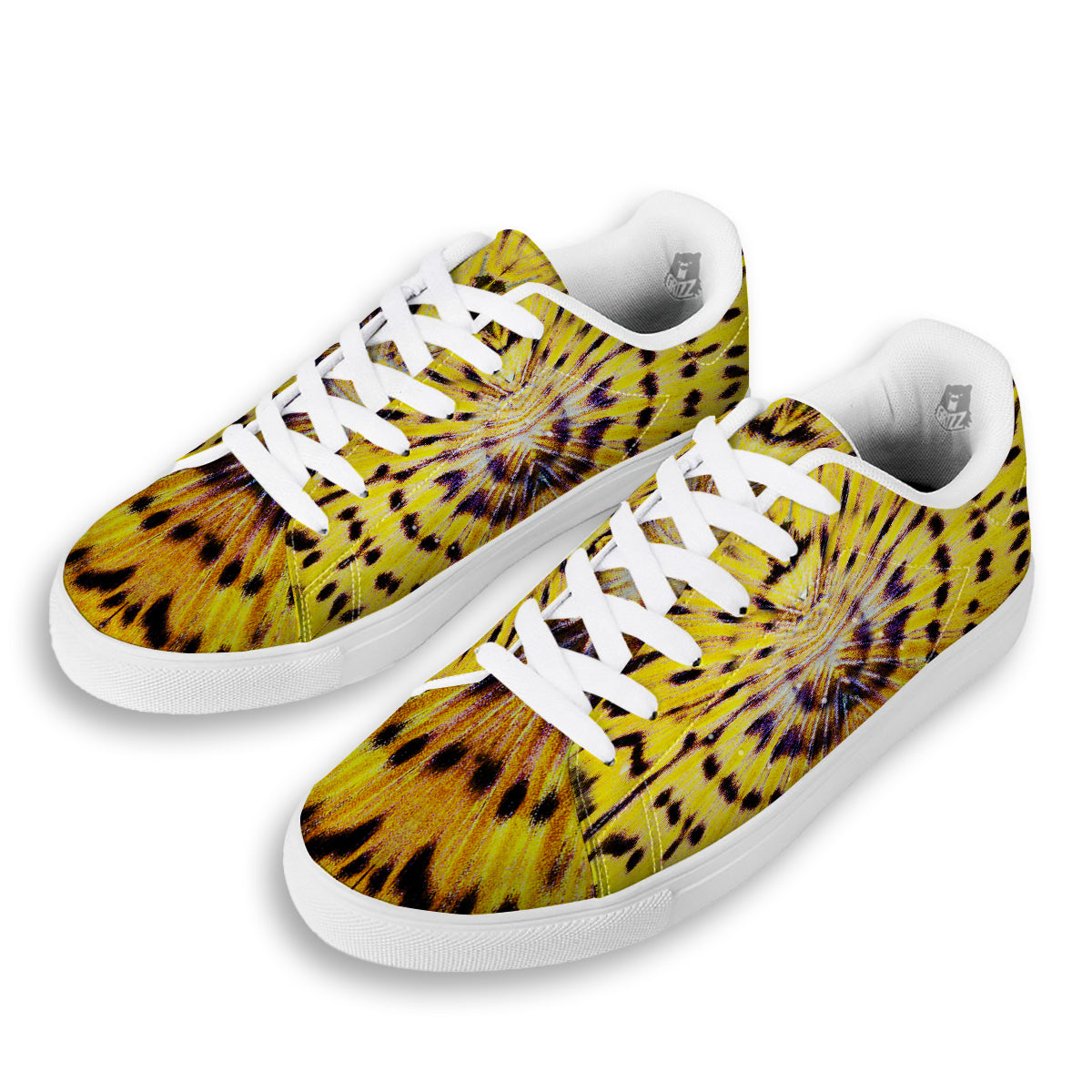 Butterfly Wing Skin Yellow Print White Low Top Sneakers-grizzshop