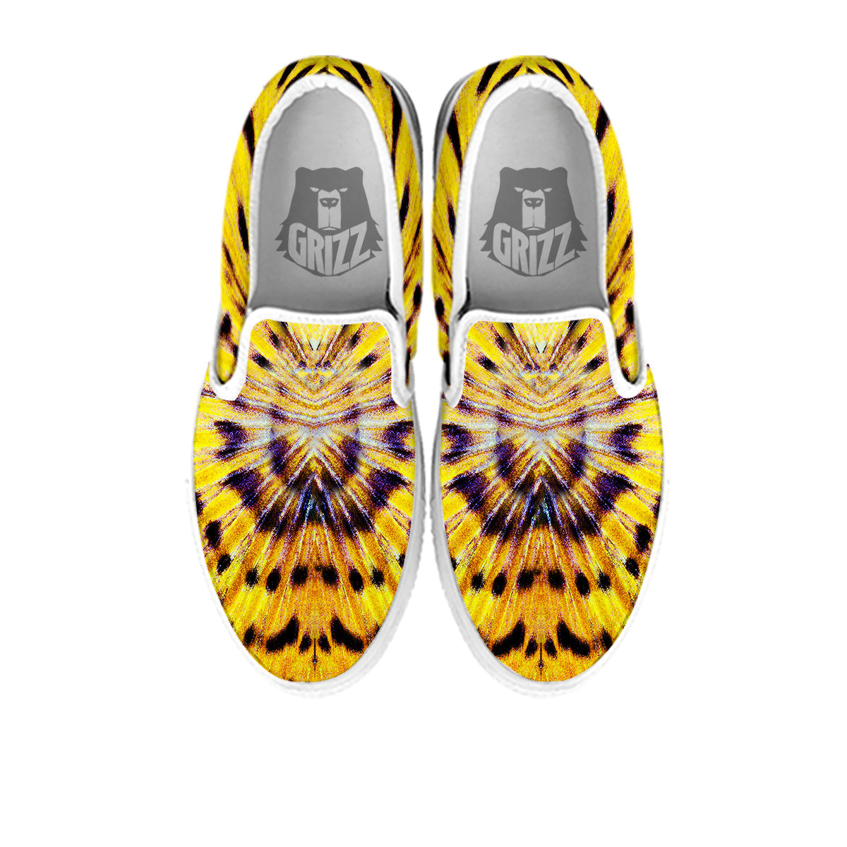 Butterfly Wing Skin Yellow Print White Slip On Shoes-grizzshop