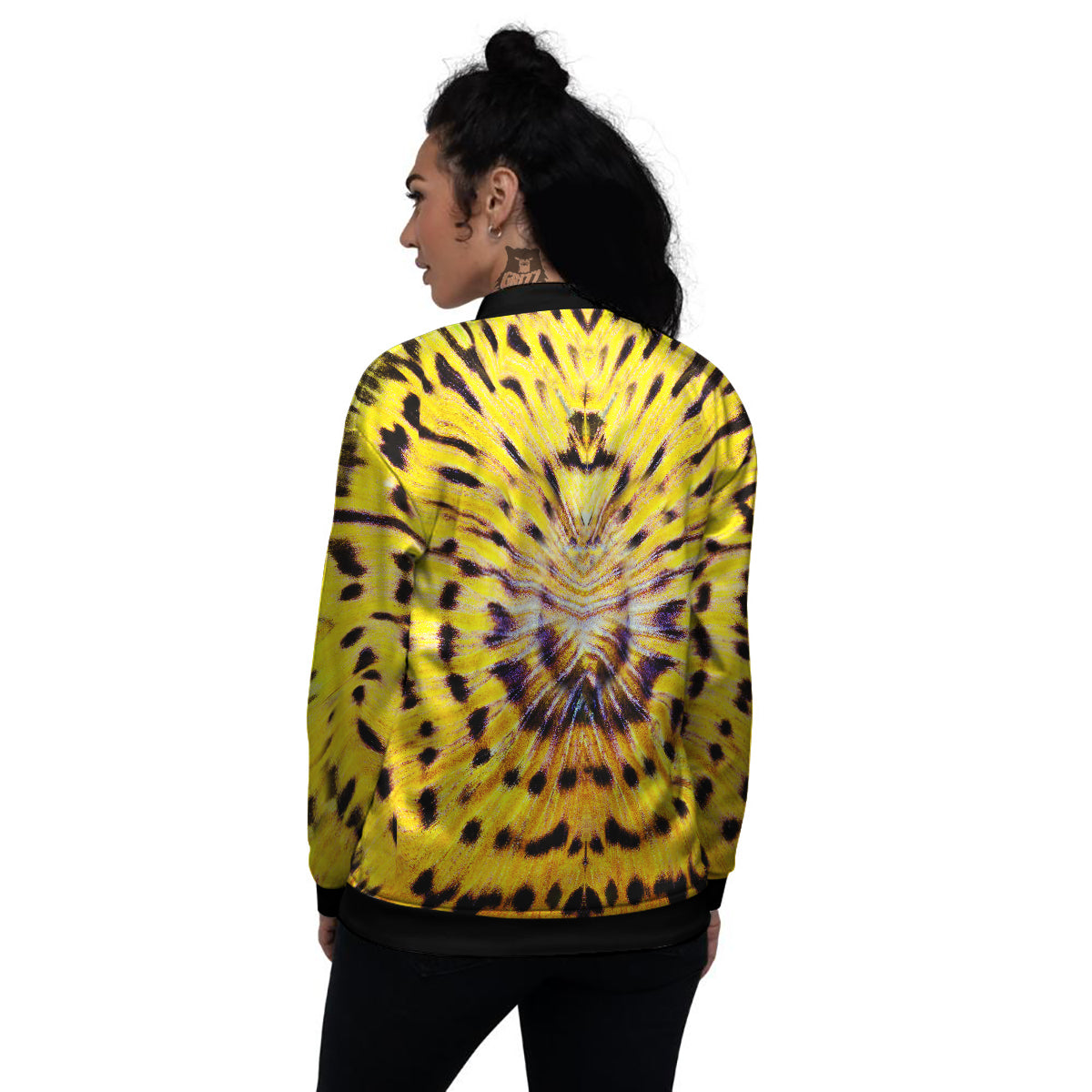 Butterfly Wing Skin Yellow Print Women's Bomber Jacket-grizzshop