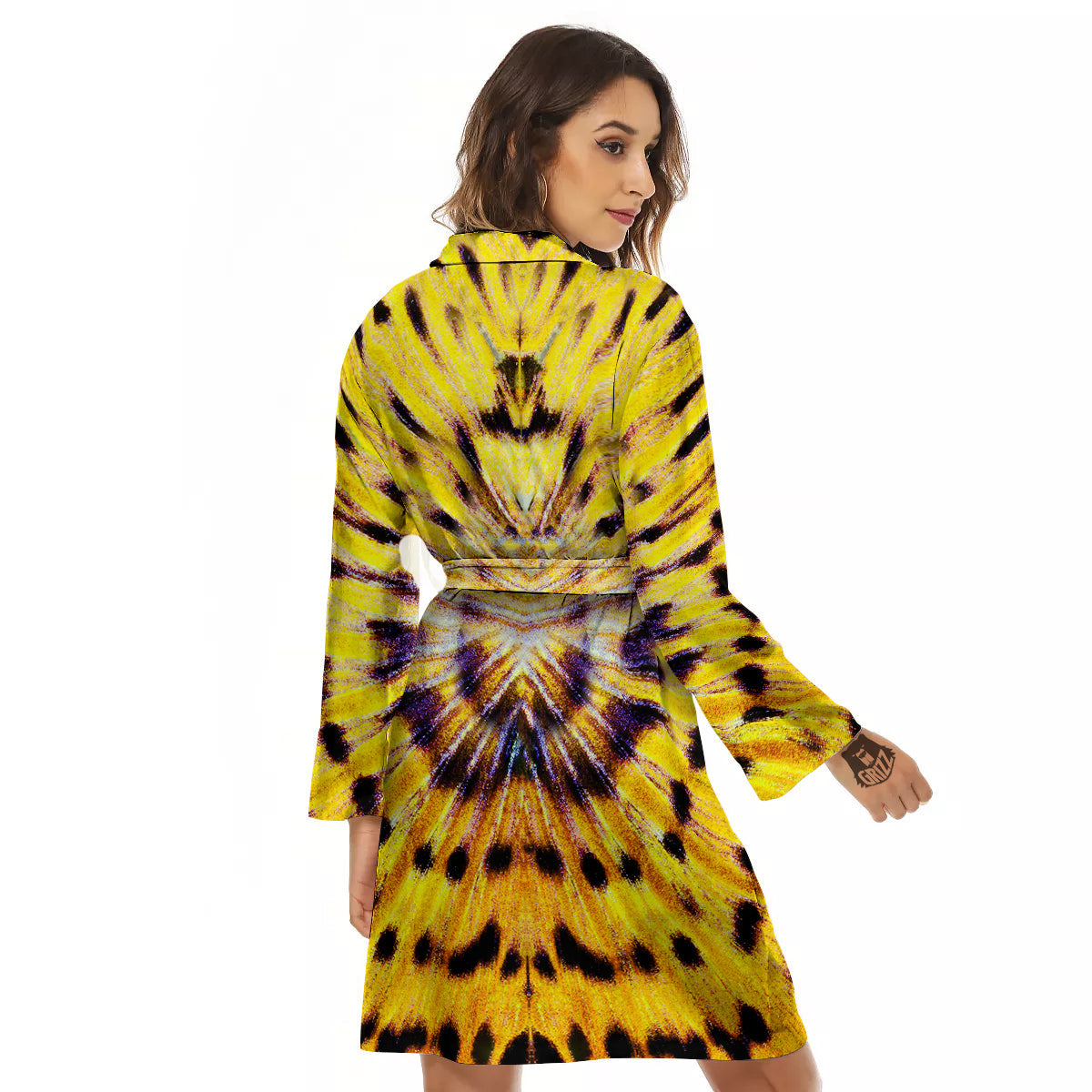Butterfly Wing Skin Yellow Print Women's Robe-grizzshop