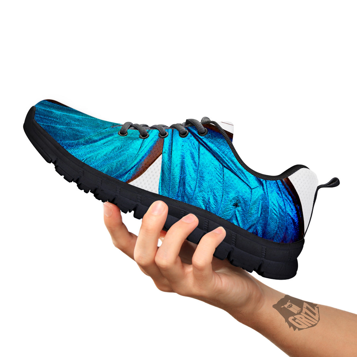 Butterfly Wings Blue Monarch Print Black Sneaker-grizzshop