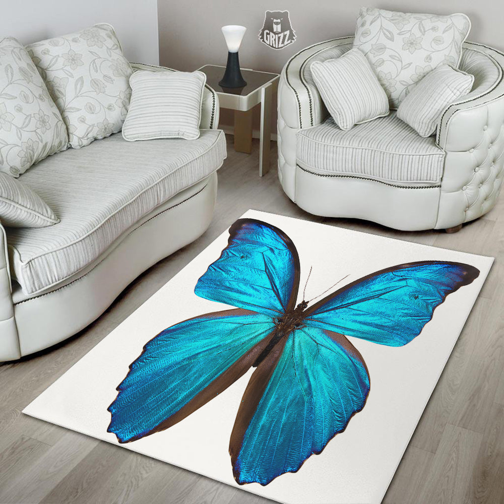 Butterfly Wings Blue Monarch Print Floor Mat-grizzshop