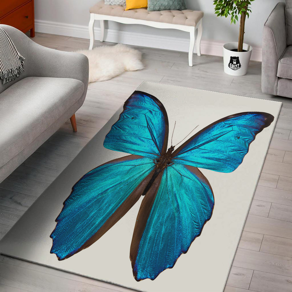 Butterfly Wings Blue Monarch Print Floor Mat-grizzshop
