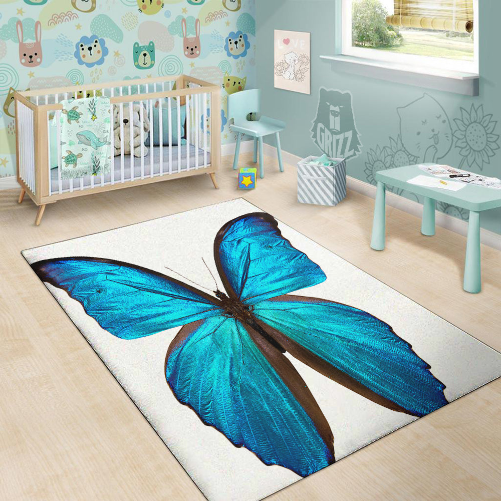 Butterfly Wings Blue Monarch Print Floor Mat-grizzshop