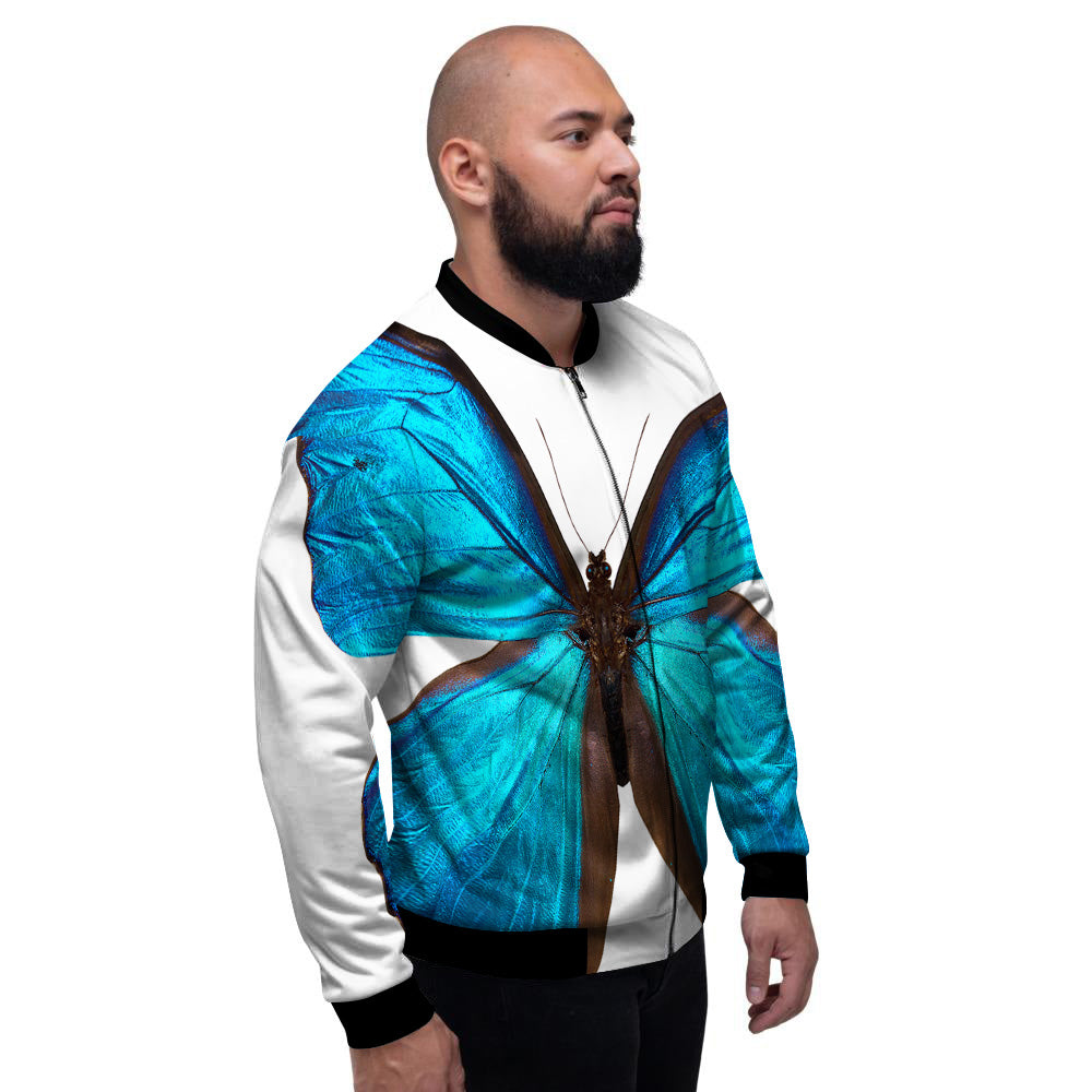 Butterfly Wings Blue Monarch Print Men's Bomber Jacket-grizzshop
