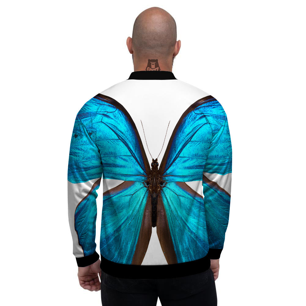 Butterfly Wings Blue Monarch Print Men's Bomber Jacket-grizzshop