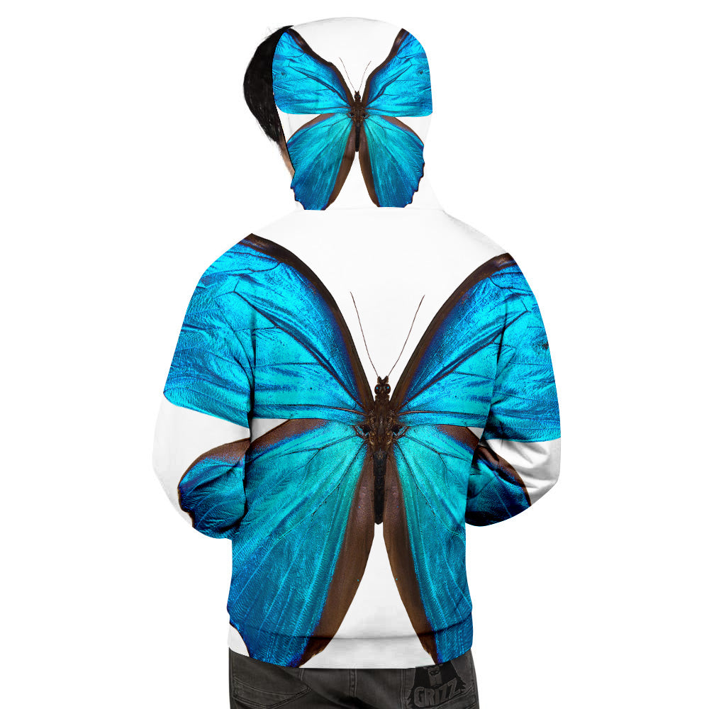 Butterfly Wings Blue Monarch Print Men's Hoodie-grizzshop