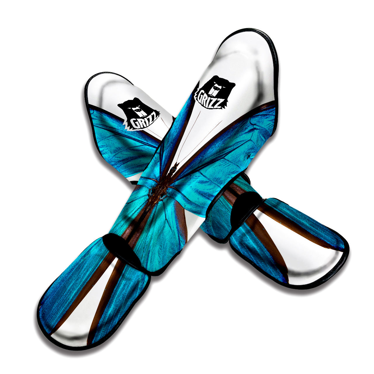 Butterfly Wings Blue Monarch Print Muay Thai Shin Guards-grizzshop