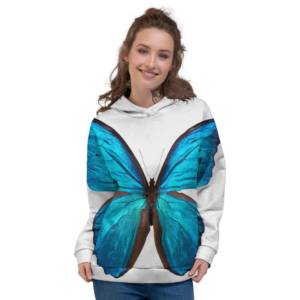 Butterfly Wings Blue Monarch Print Women's Hoodie-grizzshop