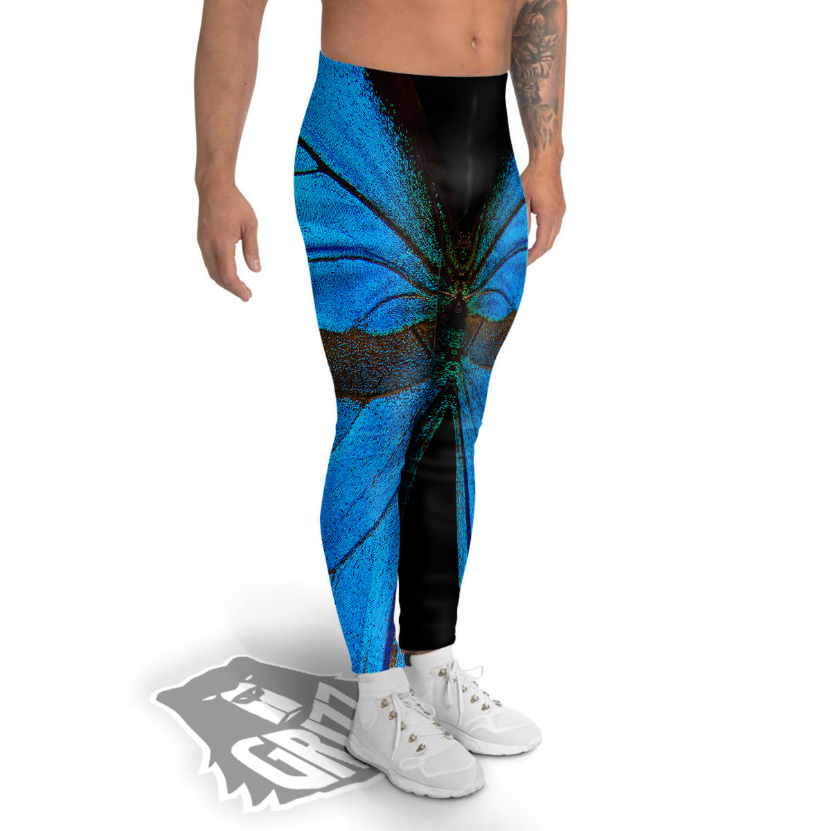 Butterfly Wings Blue Print Men's Leggings-grizzshop