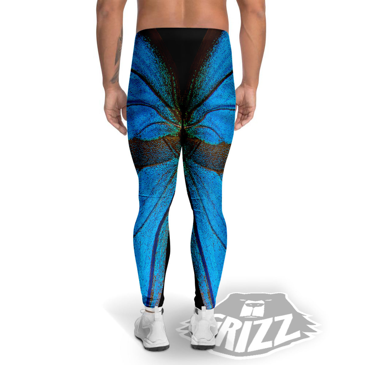 Butterfly Wings Blue Print Men's Leggings-grizzshop