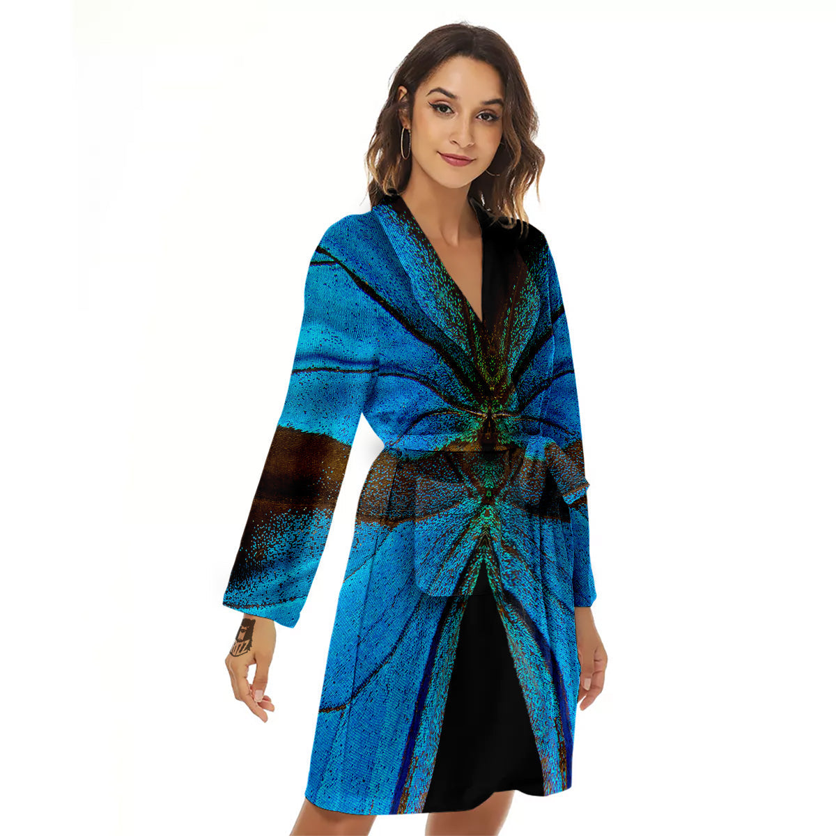 Butterfly Wings Blue Print Women's Robe-grizzshop
