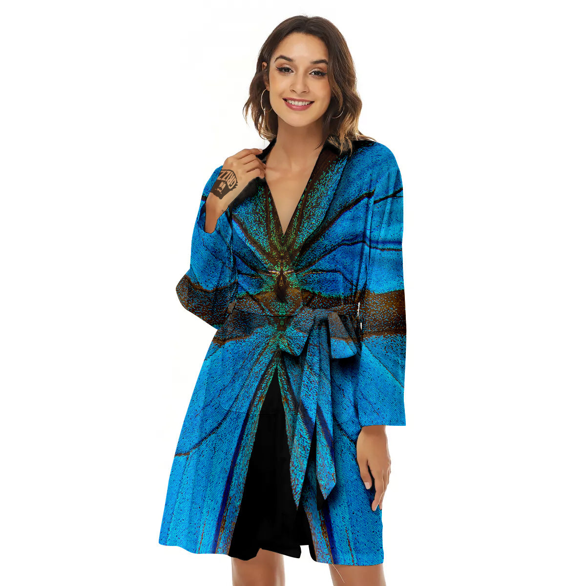 Butterfly Wings Blue Print Women's Robe-grizzshop