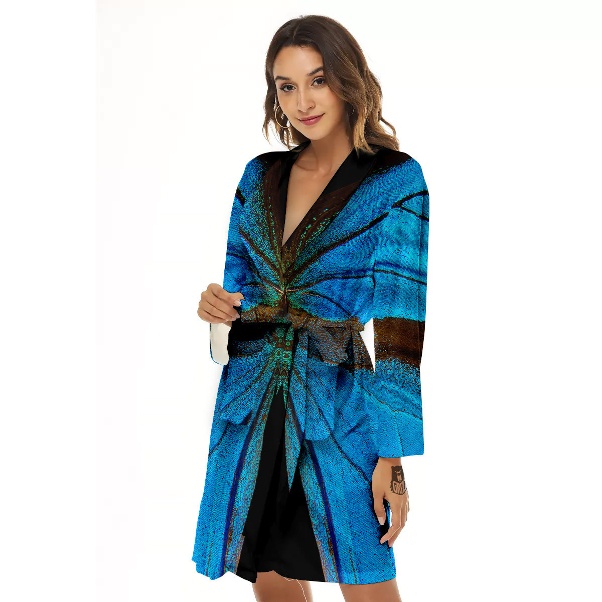 Butterfly Wings Blue Print Women's Robe-grizzshop