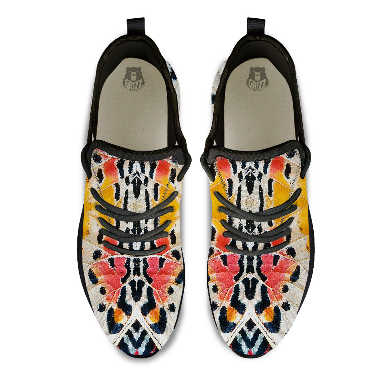 Butterfly Wings Orange Monarch Print Black Athletic Shoes-grizzshop