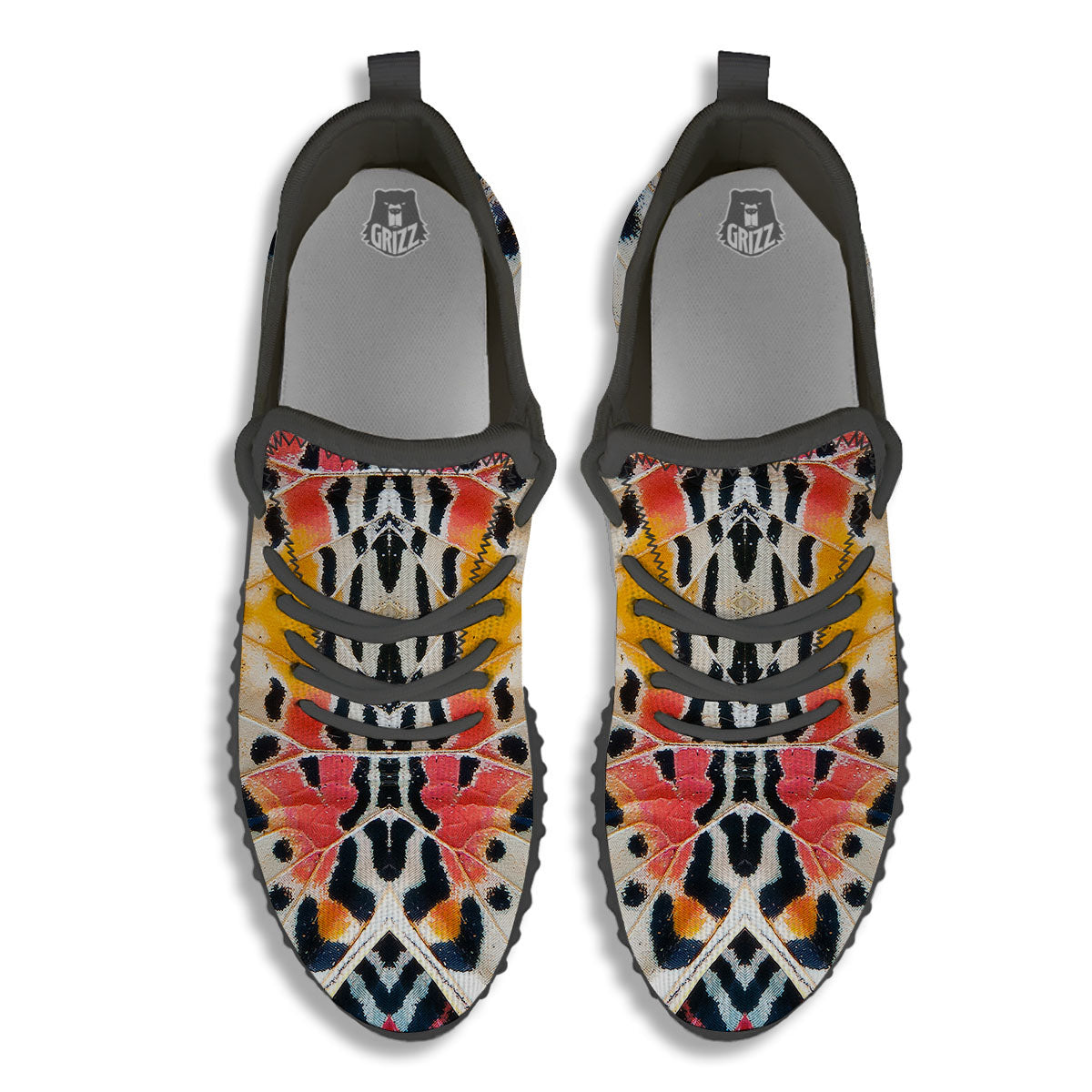 Butterfly Wings Orange Monarch Print Black Walking Shoes-grizzshop