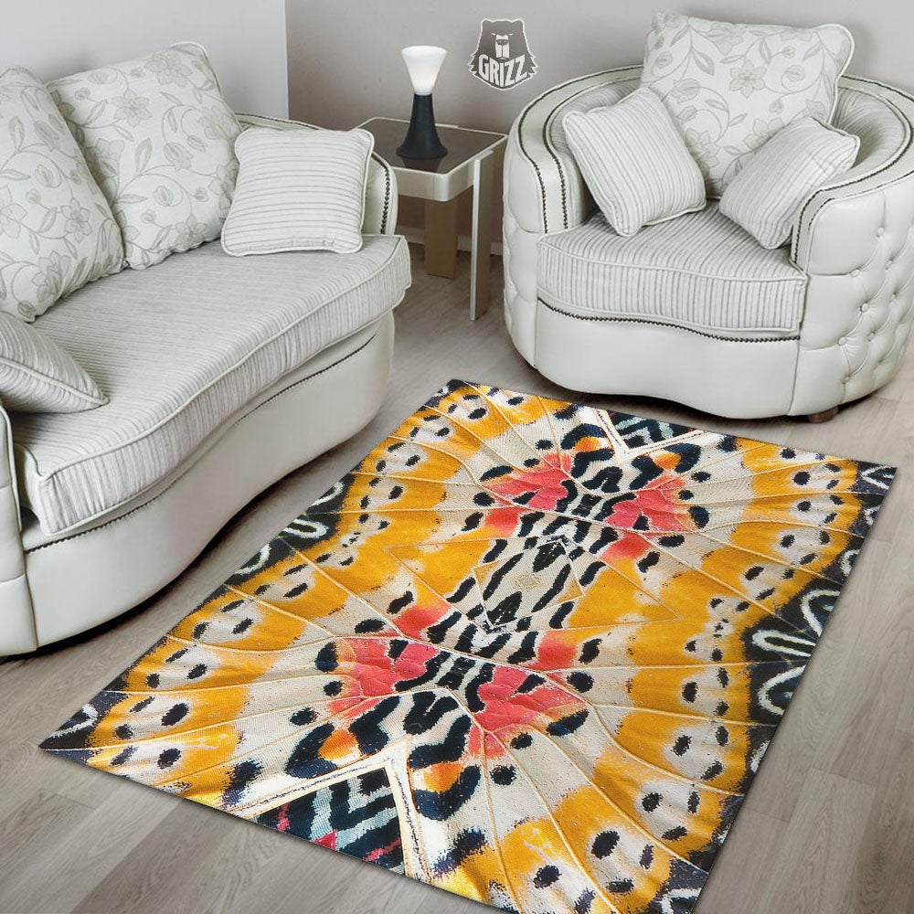 Butterfly Wings Orange Monarch Print Floor Mat-grizzshop