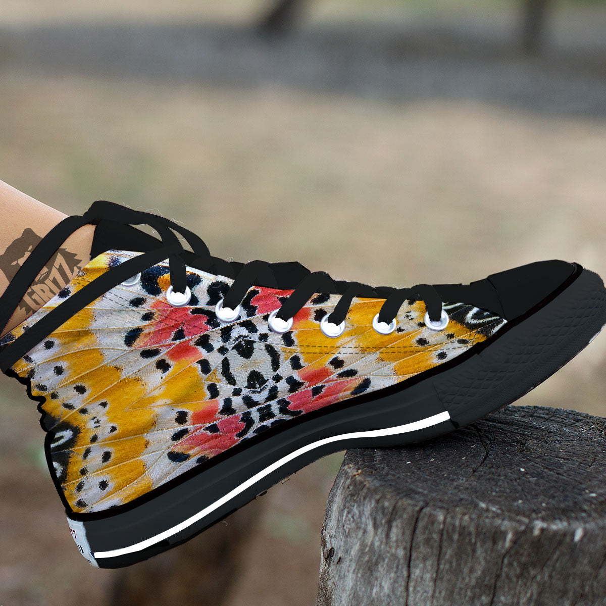 Butterfly Wings Orange Monarch Print High Top Shoes-grizzshop