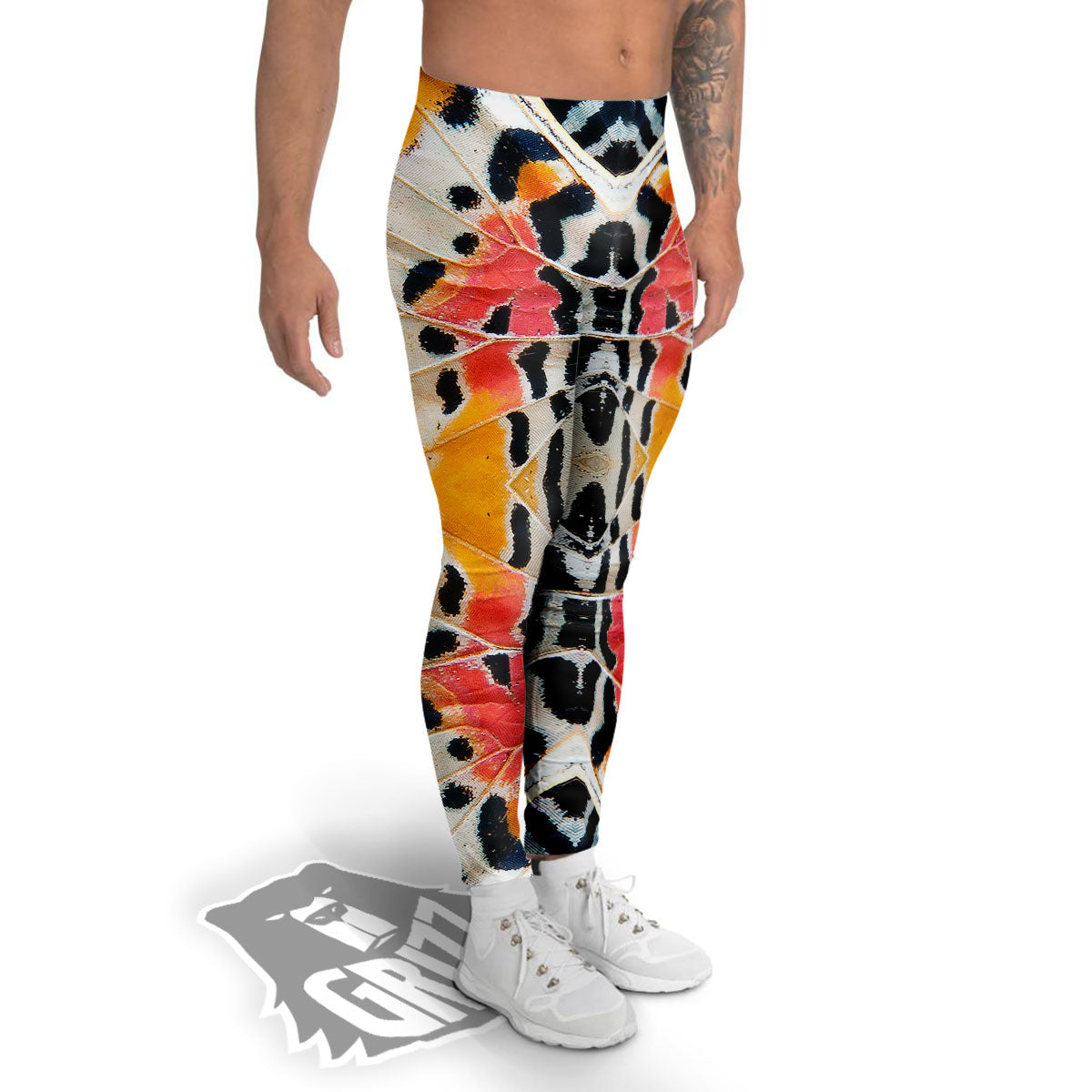 Butterfly Wings Orange Monarch Print Men's Leggings-grizzshop