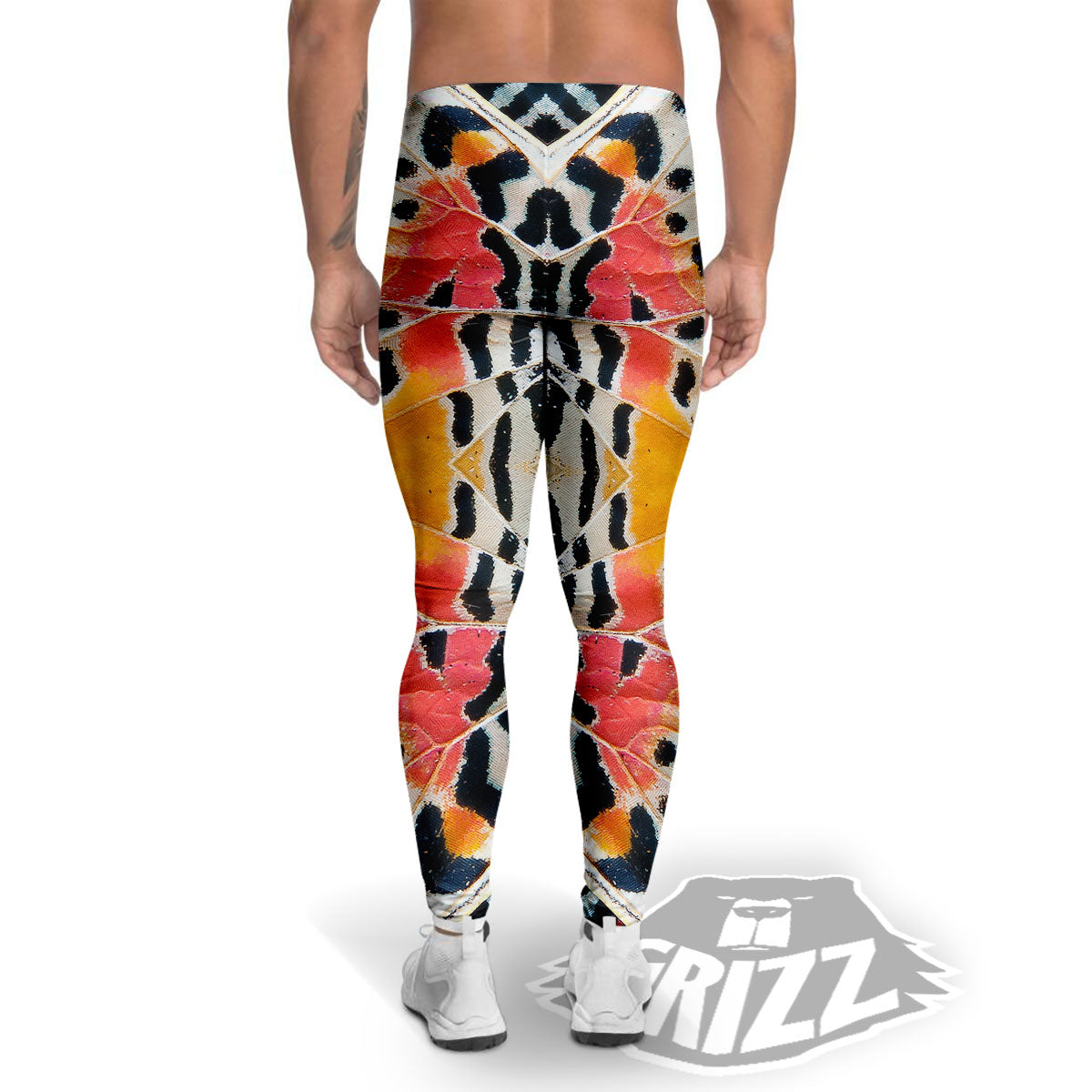 Butterfly Wings Orange Monarch Print Men's Leggings-grizzshop