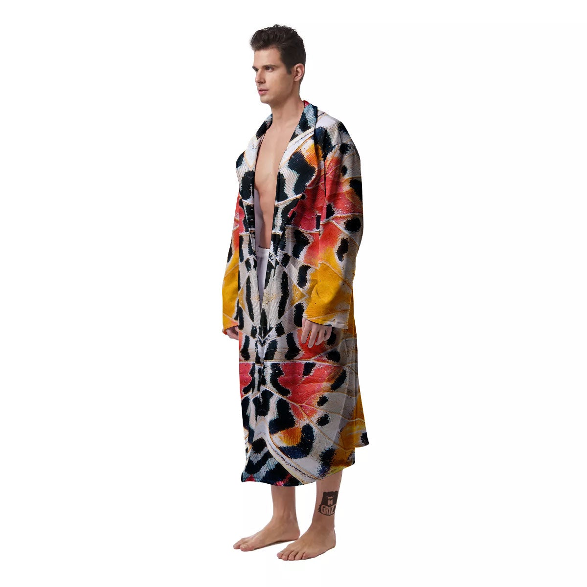 Butterfly Wings Orange Monarch Print Men's Robe-grizzshop