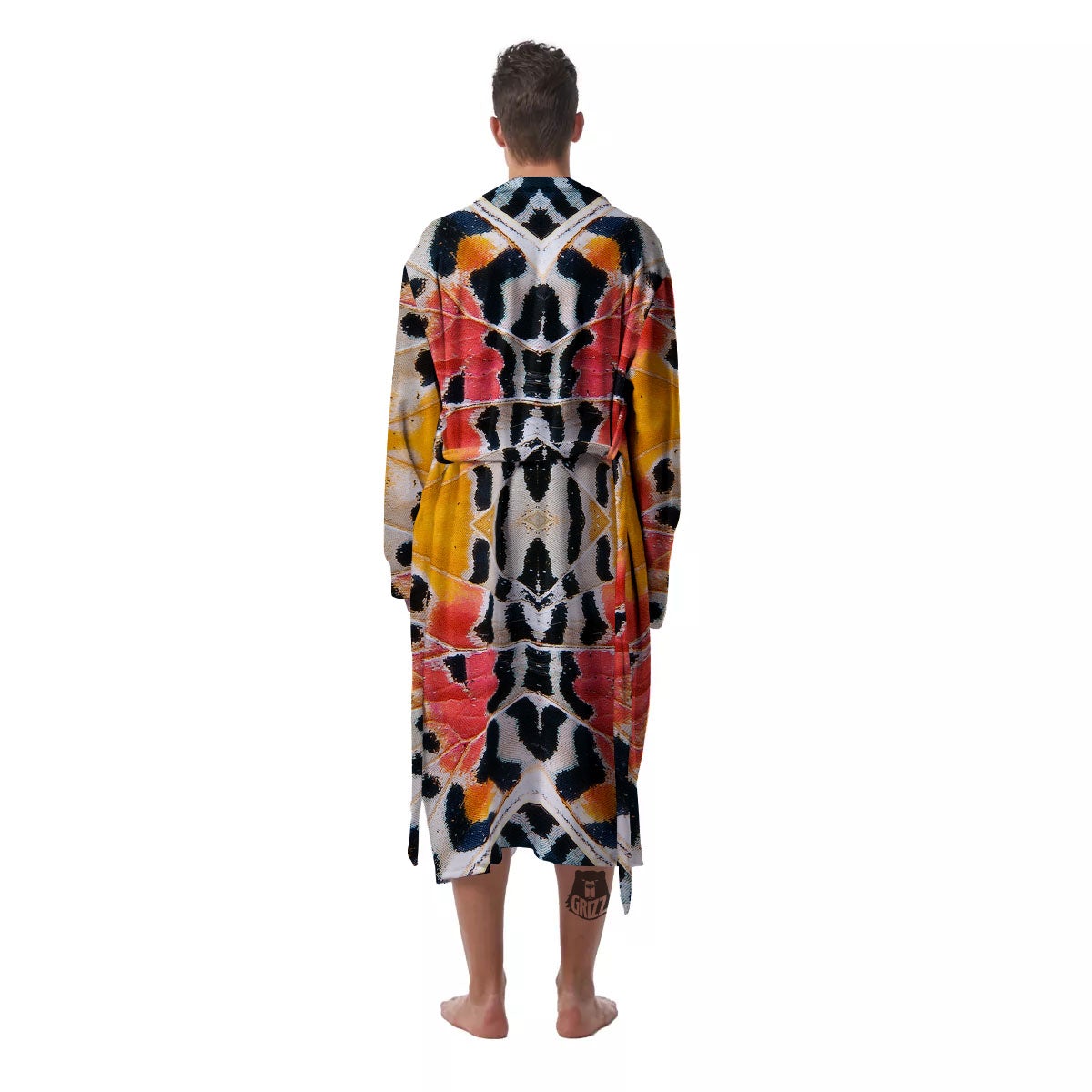 Butterfly Wings Orange Monarch Print Men's Robe-grizzshop