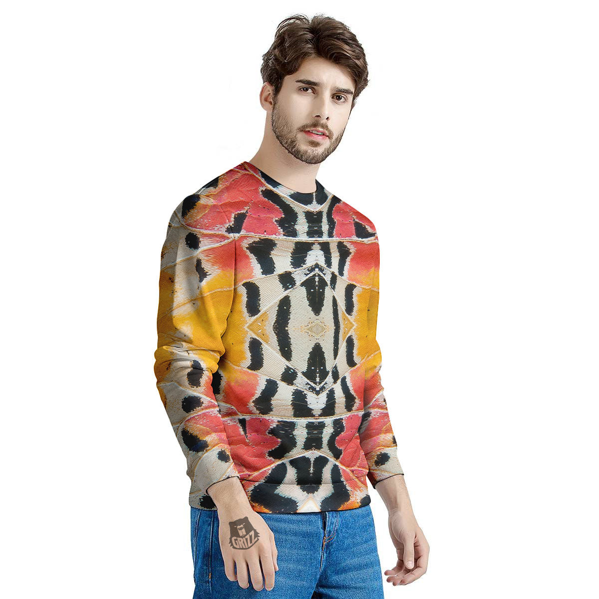 Butterfly Wings Orange Monarch Print Men's Sweatshirt-grizzshop