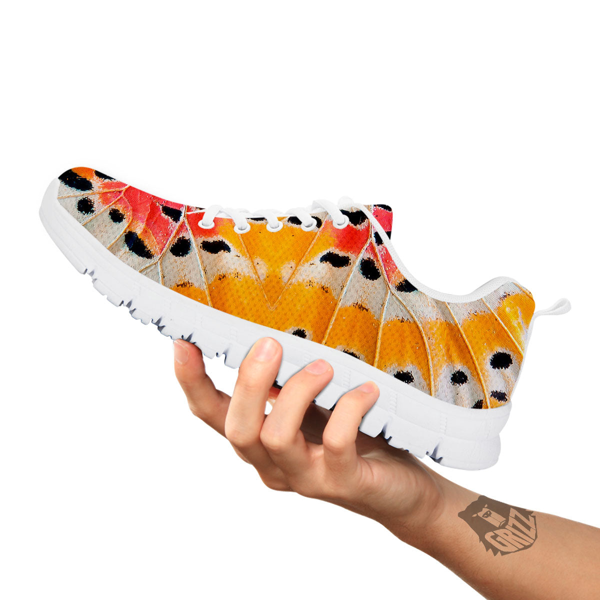 Butterfly Wings Orange Monarch Print White Sneaker-grizzshop