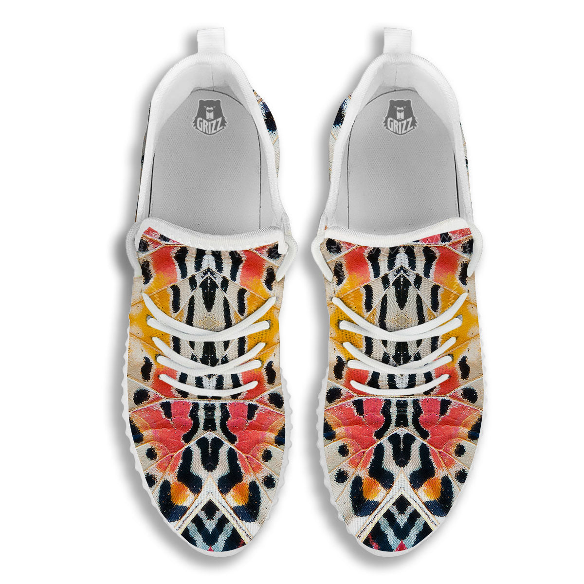 Butterfly Wings Orange Monarch Print White Walking Shoes-grizzshop