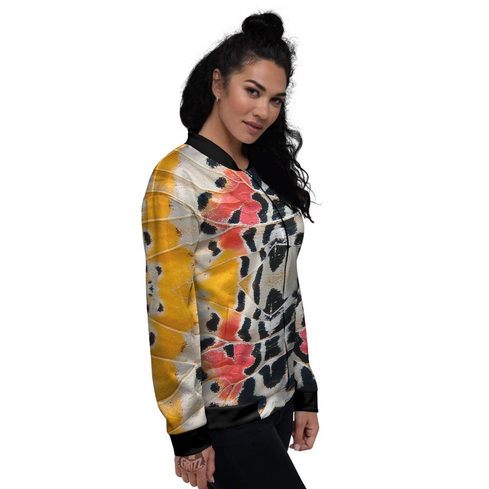 Butterfly Wings Orange Monarch Print Women's Bomber Jacket-grizzshop