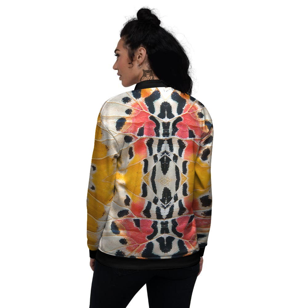 Butterfly Wings Orange Monarch Print Women's Bomber Jacket-grizzshop