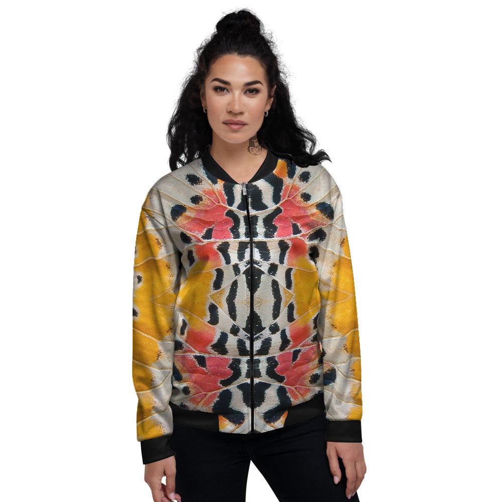 Butterfly Wings Orange Monarch Print Women's Bomber Jacket-grizzshop