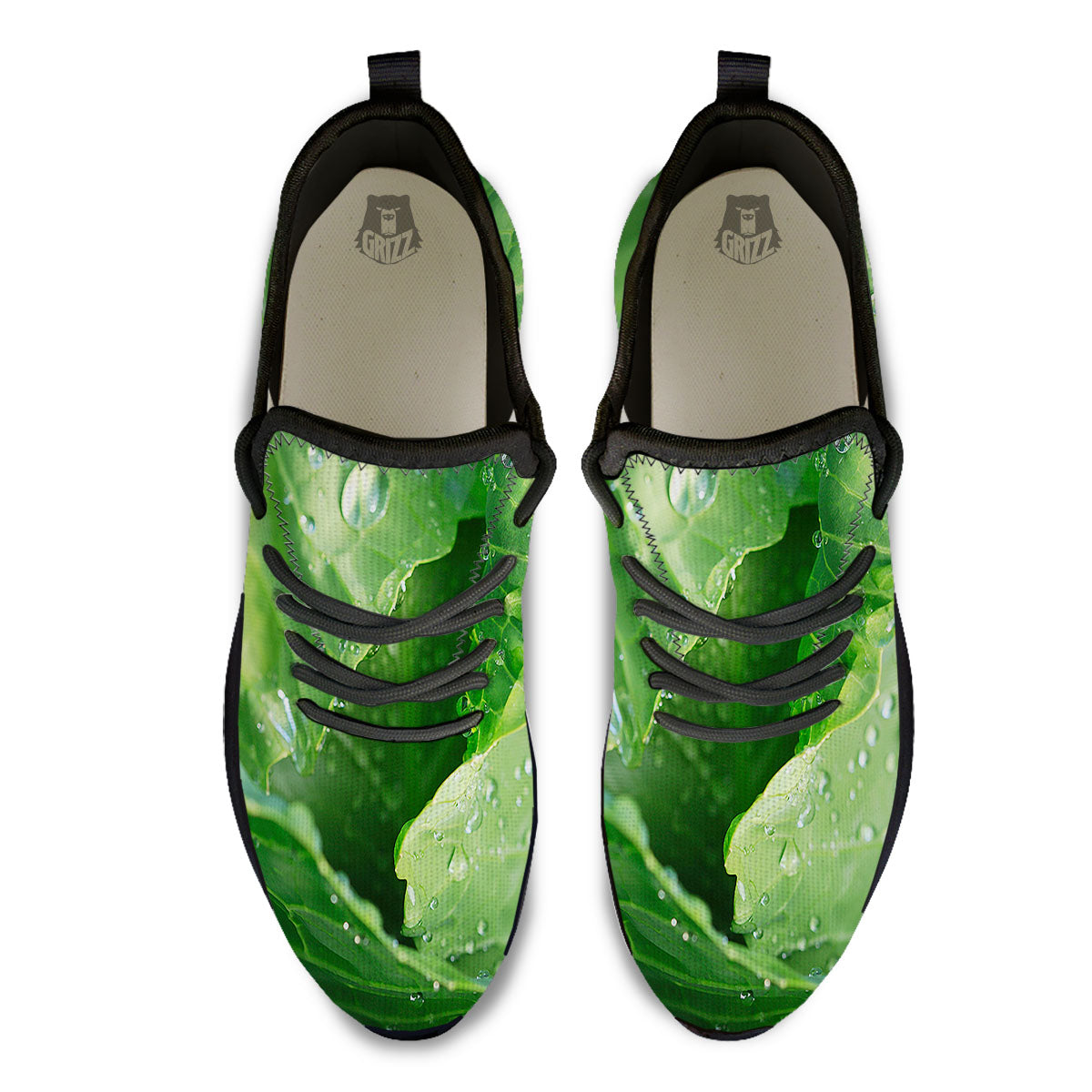 Cabbage Fresh Leaf Print Black Athletic Shoes-grizzshop