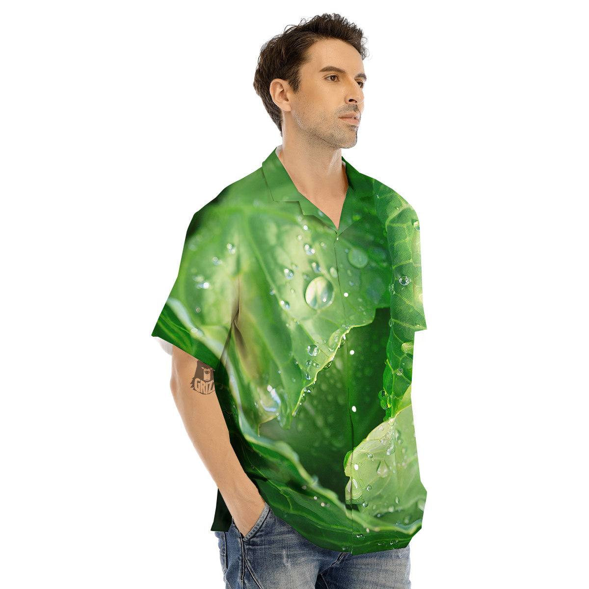 Cabbage Fresh Leaf Print Men's Hawaiian Shirt-grizzshop