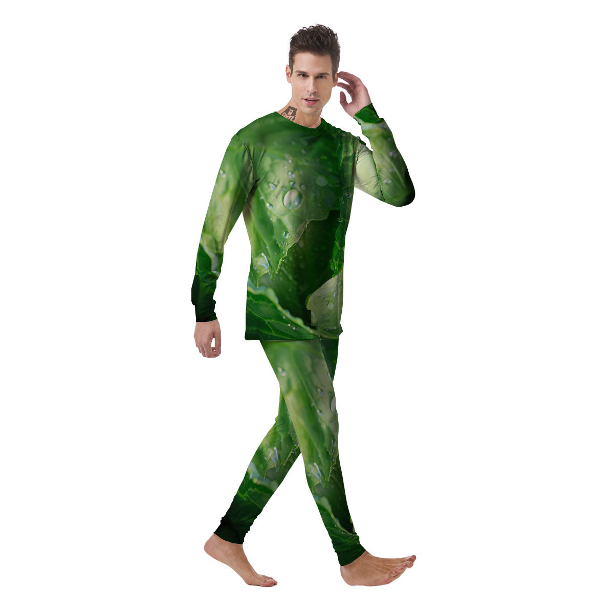 Cabbage Fresh Leaf Print Men's Pajamas-grizzshop