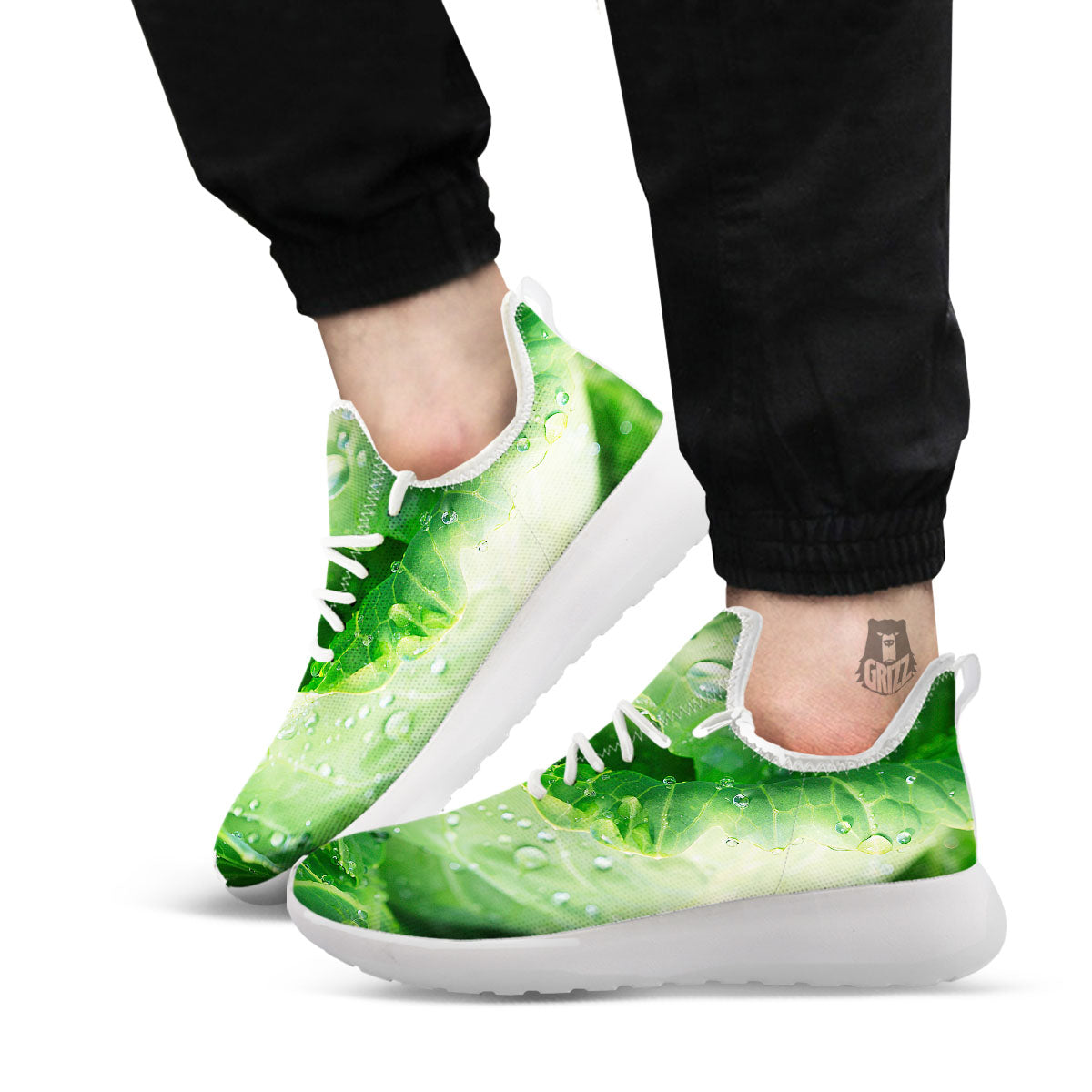 Cabbage Fresh Leaf Print White Athletic Shoes-grizzshop