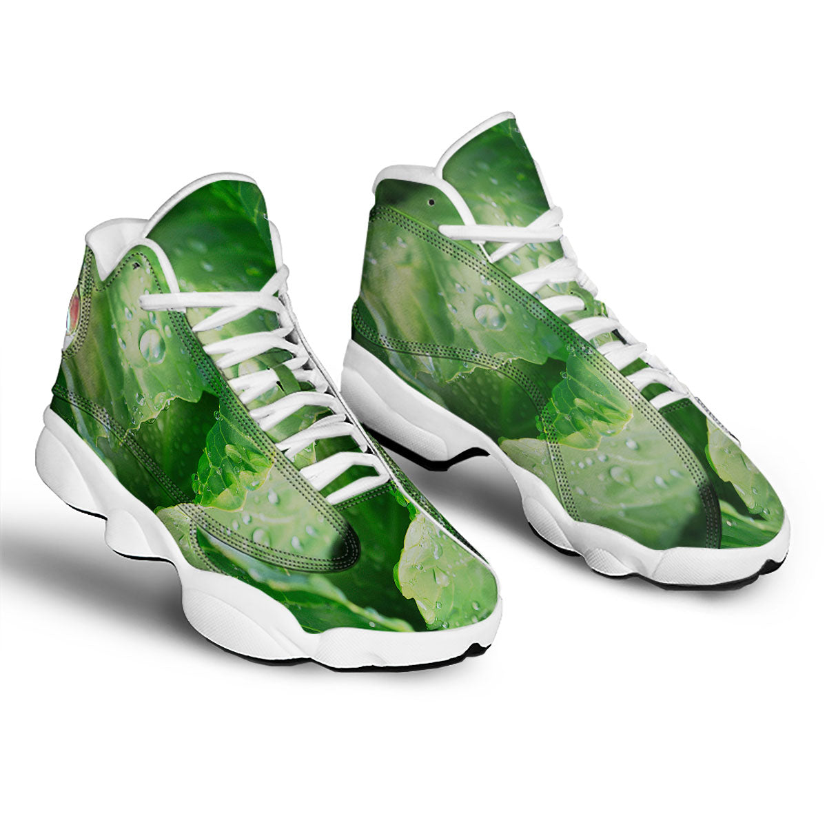 Cabbage Fresh Leaf Print White Basketball Shoes-grizzshop