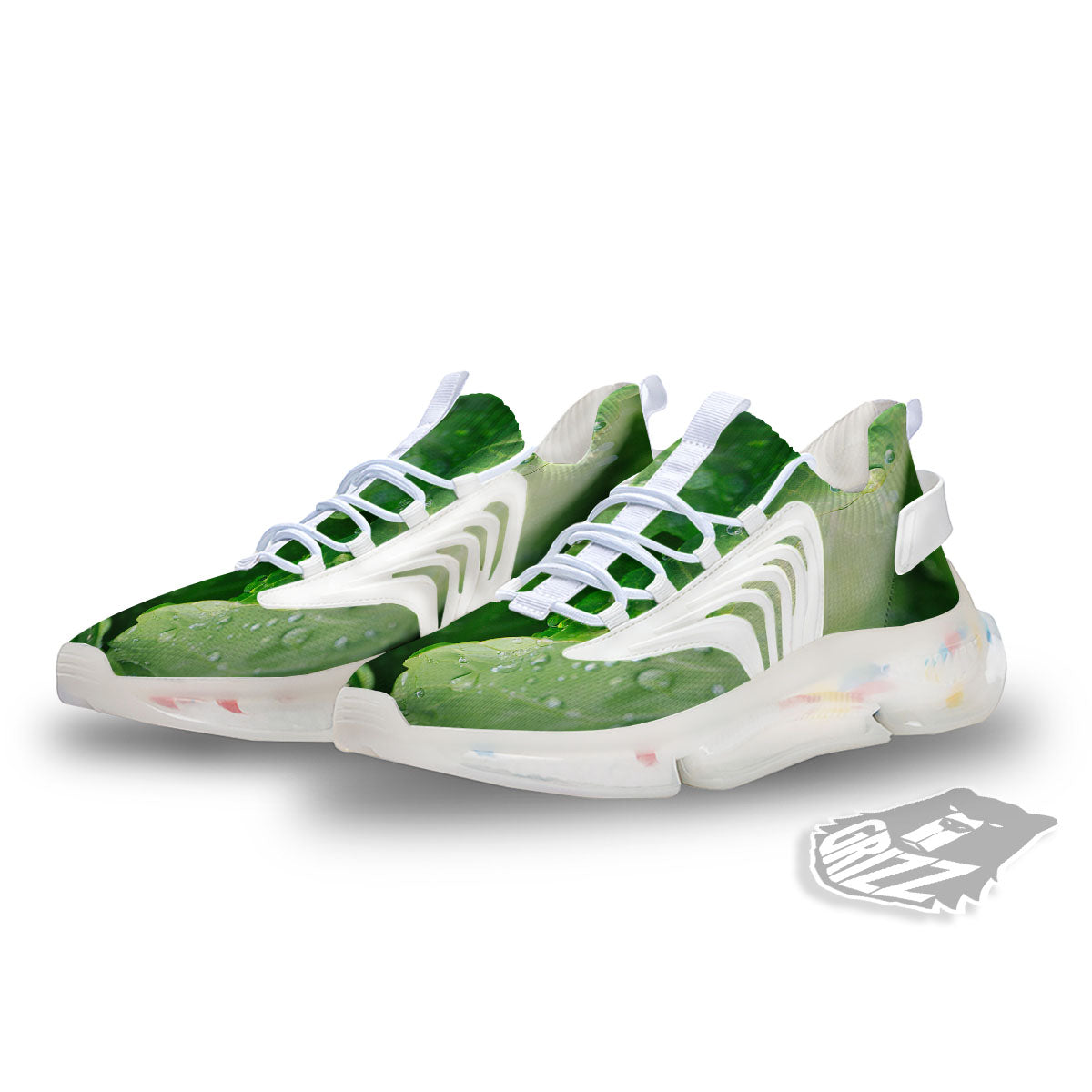 Cabbage Fresh Leaf Print White Gym Shoes-grizzshop