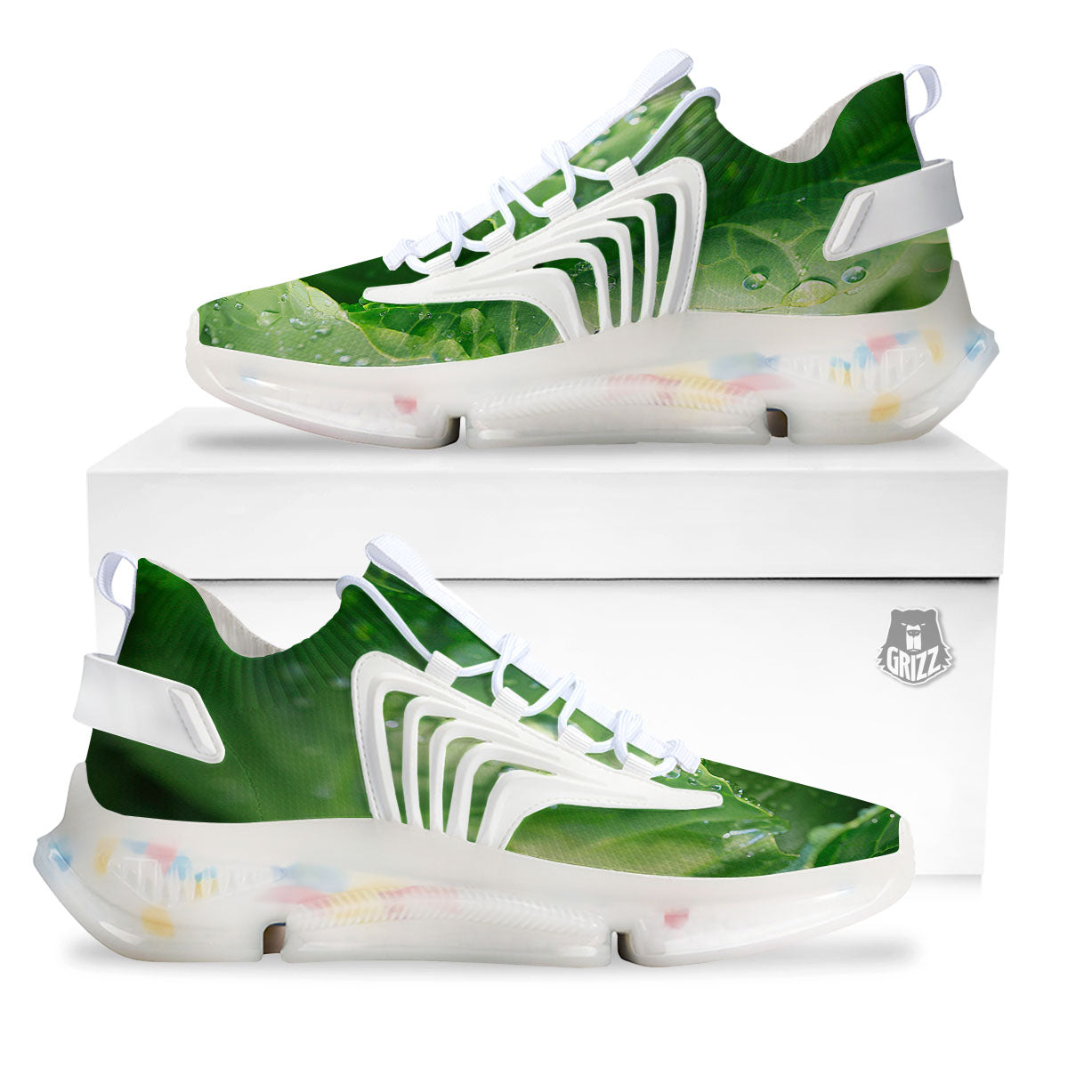 Cabbage Fresh Leaf Print White Gym Shoes-grizzshop