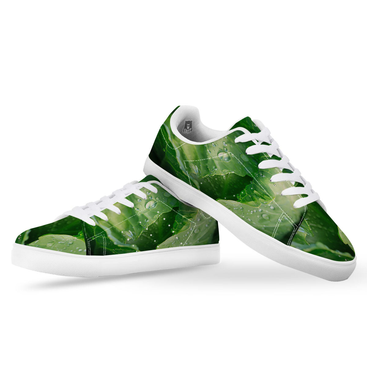 Cabbage Fresh Leaf Print White Low Top Sneakers-grizzshop