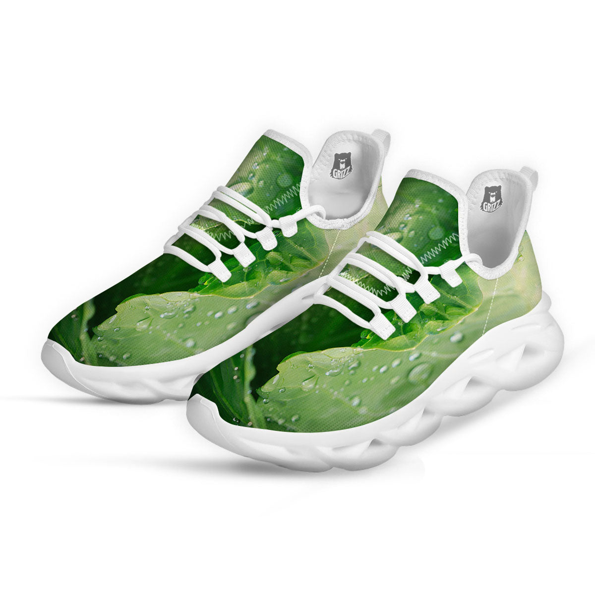 Cabbage Fresh Leaf Print White Running Shoes-grizzshop