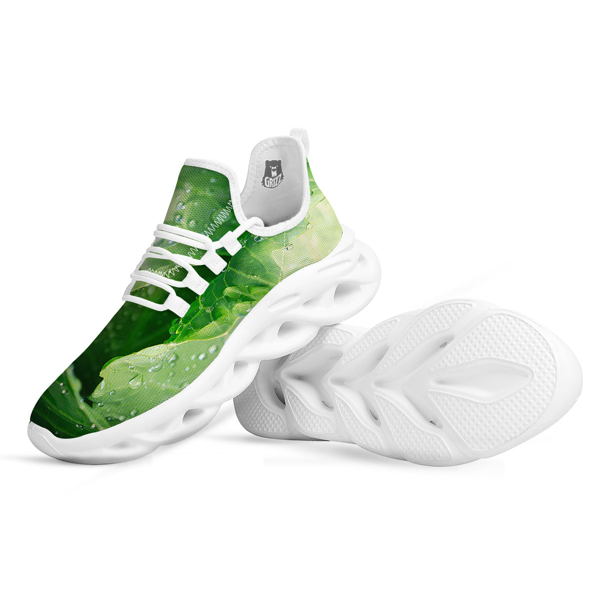 Cabbage Fresh Leaf Print White Running Shoes-grizzshop